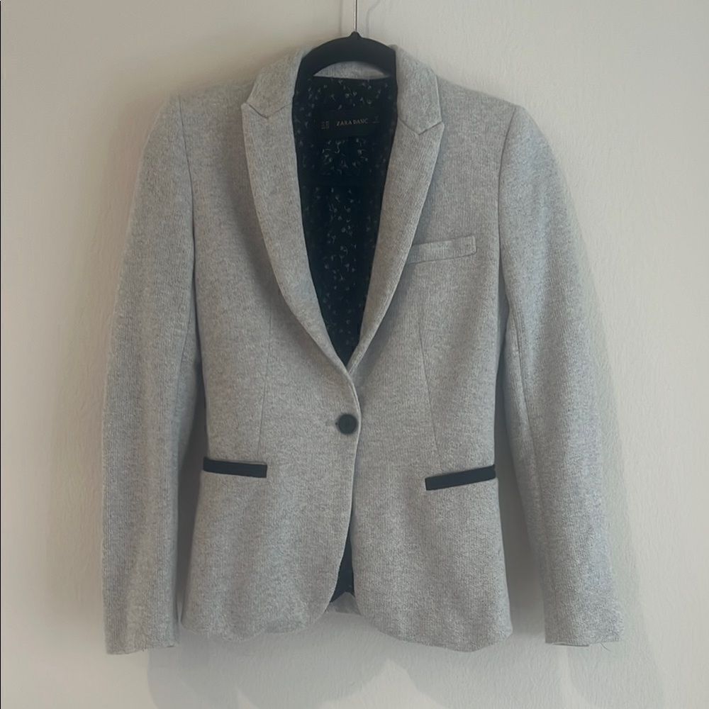 Zara Gray Blazer with Black Trim